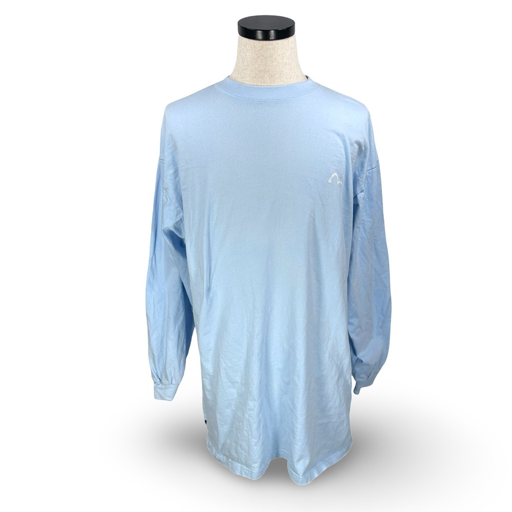 Evisu Heritage Mens 2XL XXL Light Blue Long Sleeve Umi Yama‎ Graphic T-Shirt Y2K